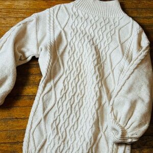 H&M Cream Cowl Neck Cable Knit Sweater